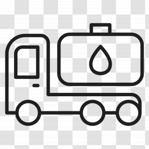 Water Tank Truck - Black And White Oil Tanker Truck Transparent PNG