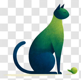Sleek Modern Cat - Stylized Green Gradient Cat Transparent PNG