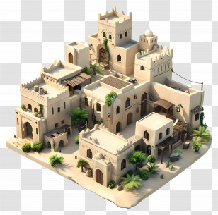 Arab Village - Desert-Style Architectural Model Transparent PNG