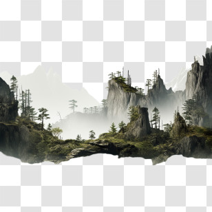 National Park Service Founders Day - Mountain Landscape With Trees And Rocks Transparent PNG