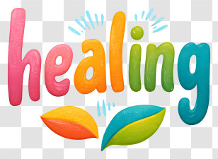 Healing Logo - Colorful 'healing' Word Art Transparent PNG