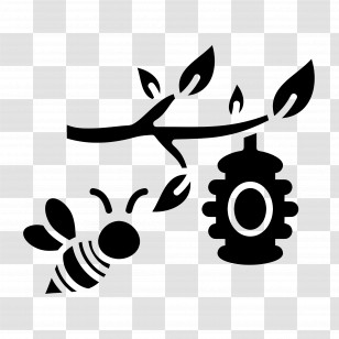 Honey Bee - Bee And Hive Silhouette Transparent PNG