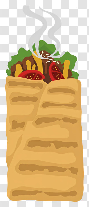 Shawarma Wrap - Hot Steaming Wrap With Fries Transparent PNG