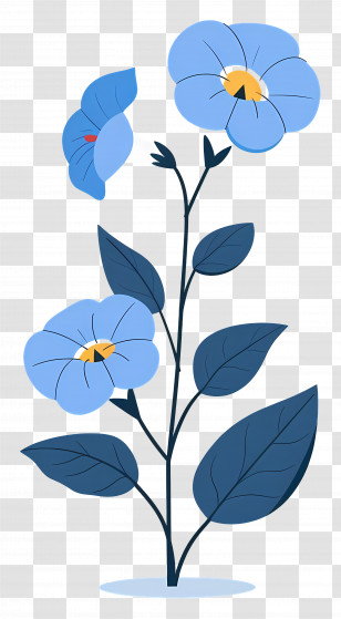 Morning Glory - Elegant Blue Flowers Design Transparent PNG