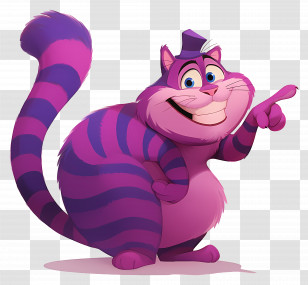 Cheshire Cat - Purple Striped Cartoon Cat Illustration Transparent PNG
