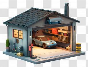 Modern Garage With Sports Car - Modern Garage With Sports Car Transparent PNG