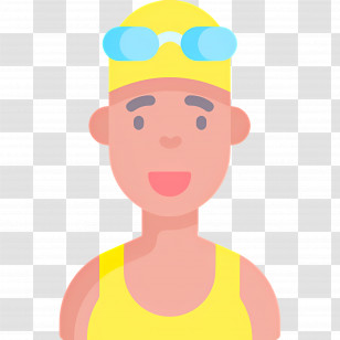 Swimmer - Cartoon Depiction Of A Swimmer With Swim Cap And Goggles Transparent PNG
