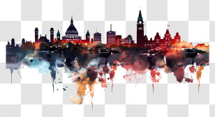 Ottawa City Skyline - Colorful Watercolor Illustration Of City Skyline Transparent PNG