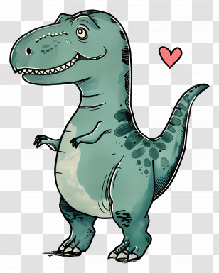 Cartoon Dinosaur - Cartoon T-Rex With Heart Illustration Transparent PNG