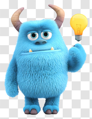 Problem Solving Idea - Blue Furry Monster Holding A Light Bulb Transparent PNG