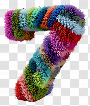 Number 7 - Colorful Furry Number Seven Transparent PNG