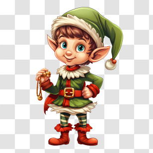 Christmas Elf - Festive Christmas Elf In Green And Red Transparent PNG