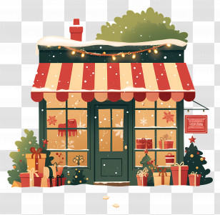 Christmas Gift Shop - Festive Christmas Storefront With Gifts Transparent PNG