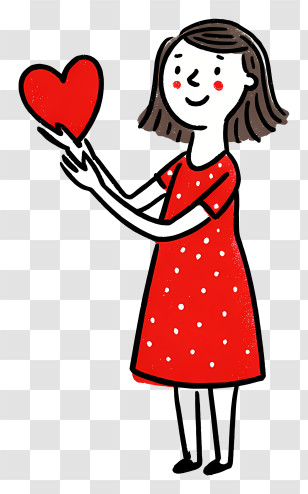 Woman Holding A Heart - Girl Holding Heart Illustration Transparent PNG
