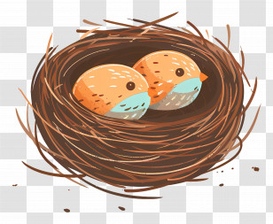 Bird Nest - Cute Birds In Nest Illustration Transparent PNG