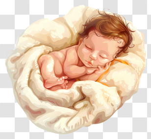 Newborn - Sleeping Baby Wrapped In Blanket Transparent PNG