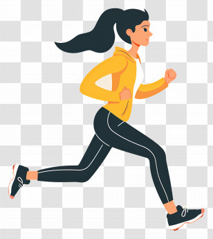 Running Woman - Female Runner In Yellow Sportswear Running Transparent PNG