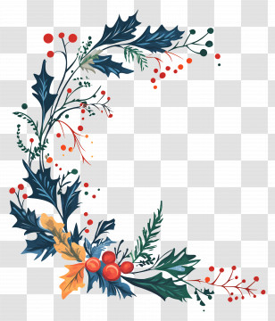 Christmas Border - Holly And Berries Festive Frame For Holiday Decor Transparent PNG