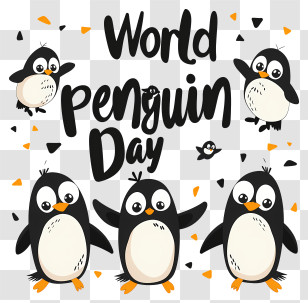 World Penguin Day - Cute Penguins Celebrating World Penguin Day Transparent PNG