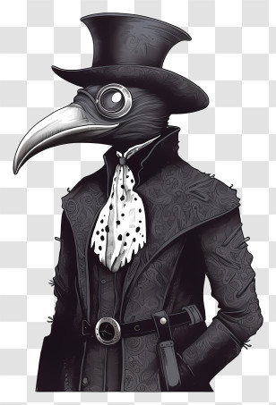 Man In Top Hat - Illustration Of A Plague Doctor In Black Attire Transparent PNG