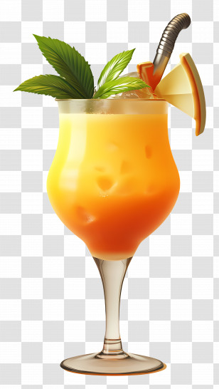 Daiquiriw - Orange Cocktail With Fruit Garnish Transparent PNG