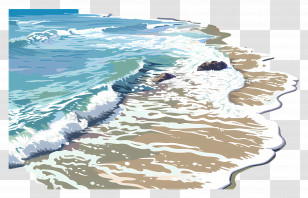 Beach Shore - Ocean Waves On Sandy Beach Illustration Transparent PNG