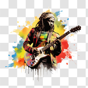 International Reggae Day - Artistic Guitarist Illustration With Vibrant Colors Transparent PNG