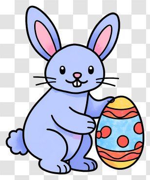 Easter Bunny Hatching From Egg - Cute Easter Bunny With A Colorful Egg Transparent PNG