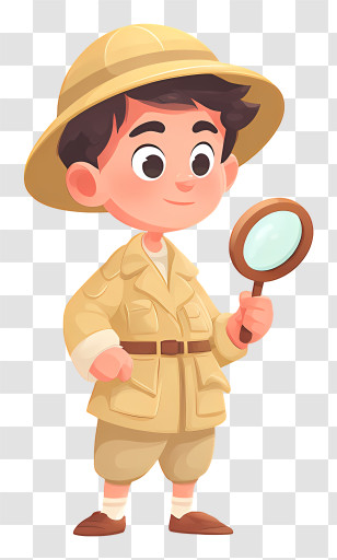 Adventurous Boy - Cartoon Explorer Boy With Magnifying Glass Transparent PNG