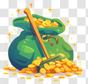 Gold Coins - Bag Of Gold Coins With Sparkles Transparent PNG