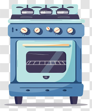 Kitchen Stove - Vintage Blue Stove Illustration Transparent PNG