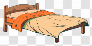 Bed - Cozy Wooden Bed With Soft Bedding Transparent PNG