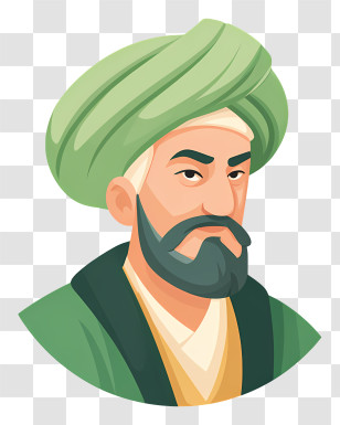 Islamic Icon - Man With Green Turban Cartoon Transparent PNG
