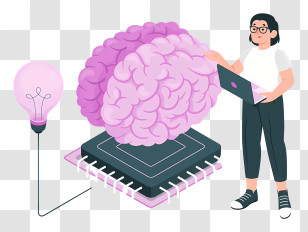 Electronic Circuit Board - Brain Cartoon Illustration For Education Concept Transparent PNG