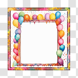 Birthday Party Frame - Colorful Balloon Celebration Frame Transparent PNG