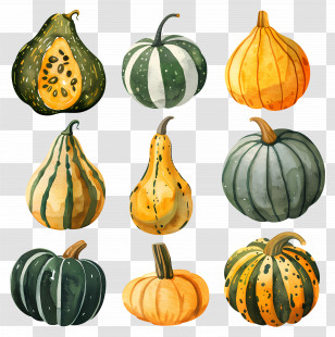 Squash - Colorful Autumn Gourds Illustration Transparent PNG