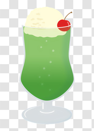 Food - Refreshing Green Drink With Ice Cream And Cherry Transparent PNG
