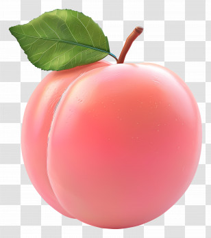 Pink - Realistic Pink Peach With Leaf Transparent PNG