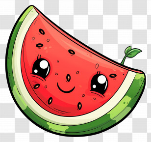 Cute Watermelon - Smiling Watermelon Slice Cartoon Transparent PNG