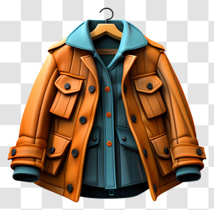 Dark Orange Jacket - Brown Winter Coat With Shirt Displayed On Hanger Transparent PNG