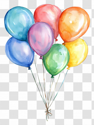 Watercolor Balloons - Colorful Party Balloons Transparent PNG