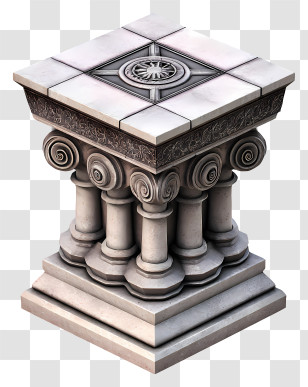 Top View Pillar - Stone Pedestal With Ornate Design Transparent PNG