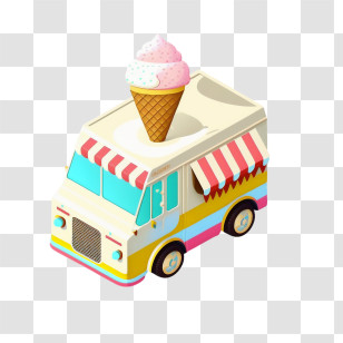 Isometric Truck
 - Colorful Ice Cream Truck Illustration With Toppings Transparent PNG