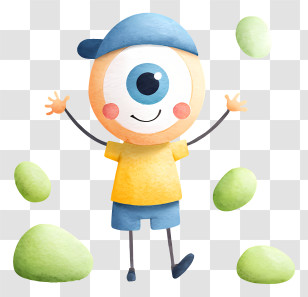Cartoon Single Eye Figure - Cute One-Eyed Kiddo Transparent PNG