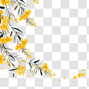 Golden Wattle - Yellow Floral Border With Transparent Background Transparent PNG