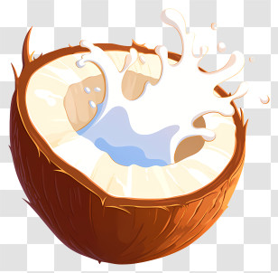 Coconut Milk Splash - Coconut With Splashing Water Transparent PNG
