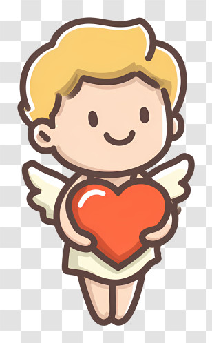 Cupid Holding Heart - Cute Angel With Heart Transparent PNG