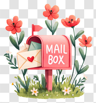 Mail Box - Pink Mailbox Overflowing With Letters Transparent PNG