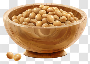 Soybean - Soybeans In A Wooden Bowl Transparent PNG