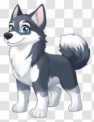 Dog Husky - Adorable Cartoon Siberian Husky Illustration Transparent PNG